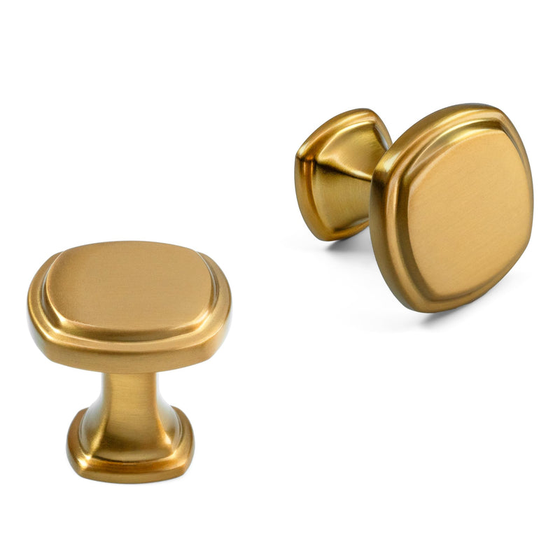 HESTIA HARDWARE 10 Pack Square Gold Knobs for Cabinets, Kitchen, Dresser, Closet and Drawer | Vintage Drawer Knobs, Dresser Hardware(Z20.10.L)