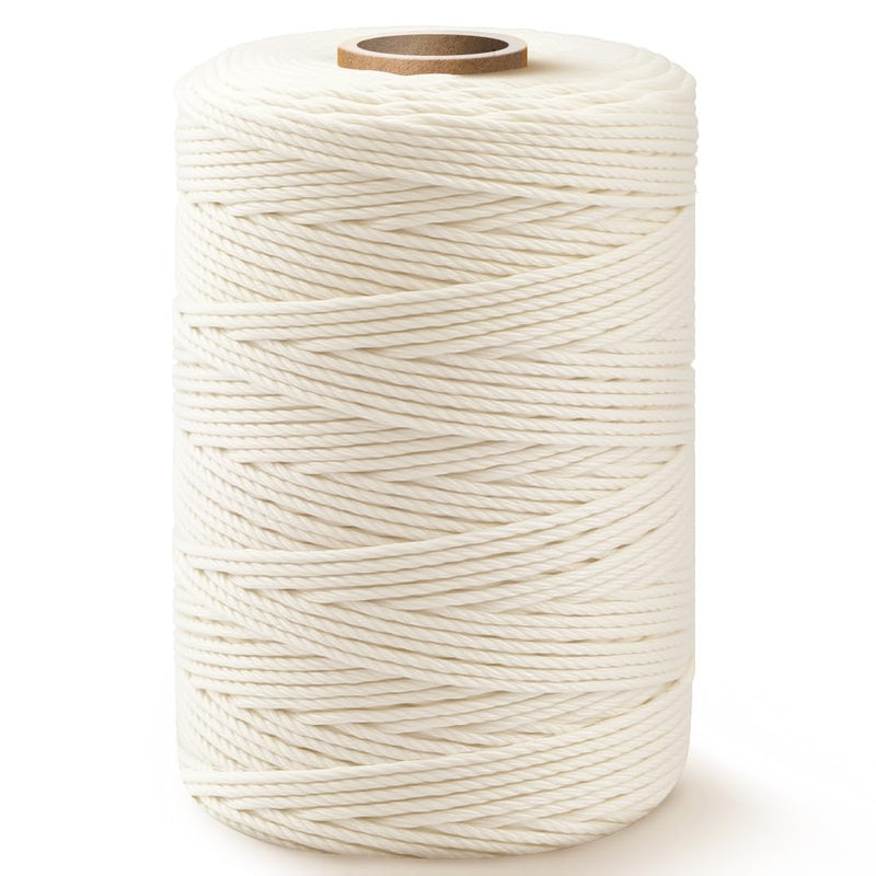 SMART&CASUAL 600 Feet 2mm Cotton Butcher Twine String Soft Food Safe for Cooking Craft Baker Kitchen Meat Turkey Sausage Roasting Gift Wrapping Gardening Crocheting Knitting Natural White
