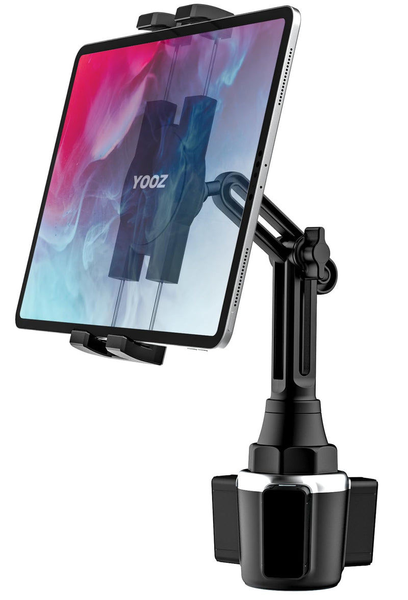 Cup Holder Tablet Mount, 360° Rotation Universal Cupholder Tablet Car Mount with Adjustable Arm for 4-13" Devices, iPad Pro 12.9 Air Mini, Galaxy Tabs, Lenovo, iPhone, Tablets & Phones