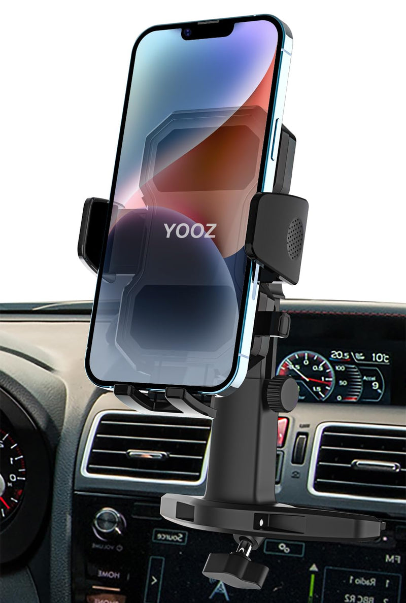 CD Slot Phone Holder for Car with One Button Release Clamp | Height Adjustable - Car Phone Holder CD Player Mount for iPhone 17 16 Pro Max Plus, Galaxy S26, Fire, All 4-7" Smartphones Clamp Holder