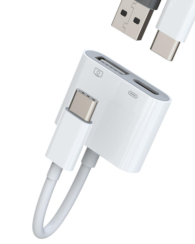 USB C 2 in 1 Charging Adapter USB A to C OTG Cable USB-C 3.0 Splitter Connector Keyboard hub for iPhone 15 Pro Max for iPad for MacBook Air for Compatible with Samsung