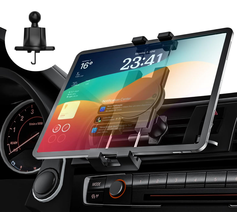 Tablet Mount for Car Vent, [Military-Grade Hook Clip] Air Vent Tablet Holder, 360° Rotatable Hands Free A/C Hook Clamp for 4-11" Tablet iPad Pro Air Mini, Galaxy Tabs Z Fold, Surface, Fire, Phone