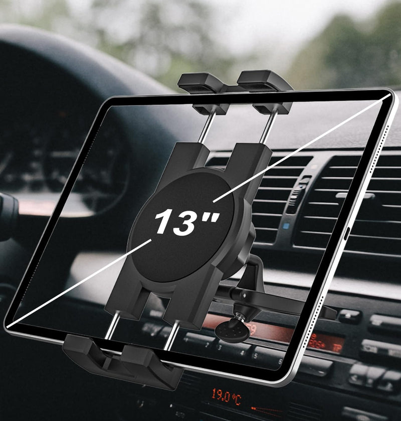Car CD Slot Tablet Holder, Ultra Sturdy CD Player Tablet Mount, 360° Rotation CD Tablet Stand for iPad Pro 12.9 11 Air Mini, Galaxy Z Fold Series, Tabs, iPhone, More 4-13" Device