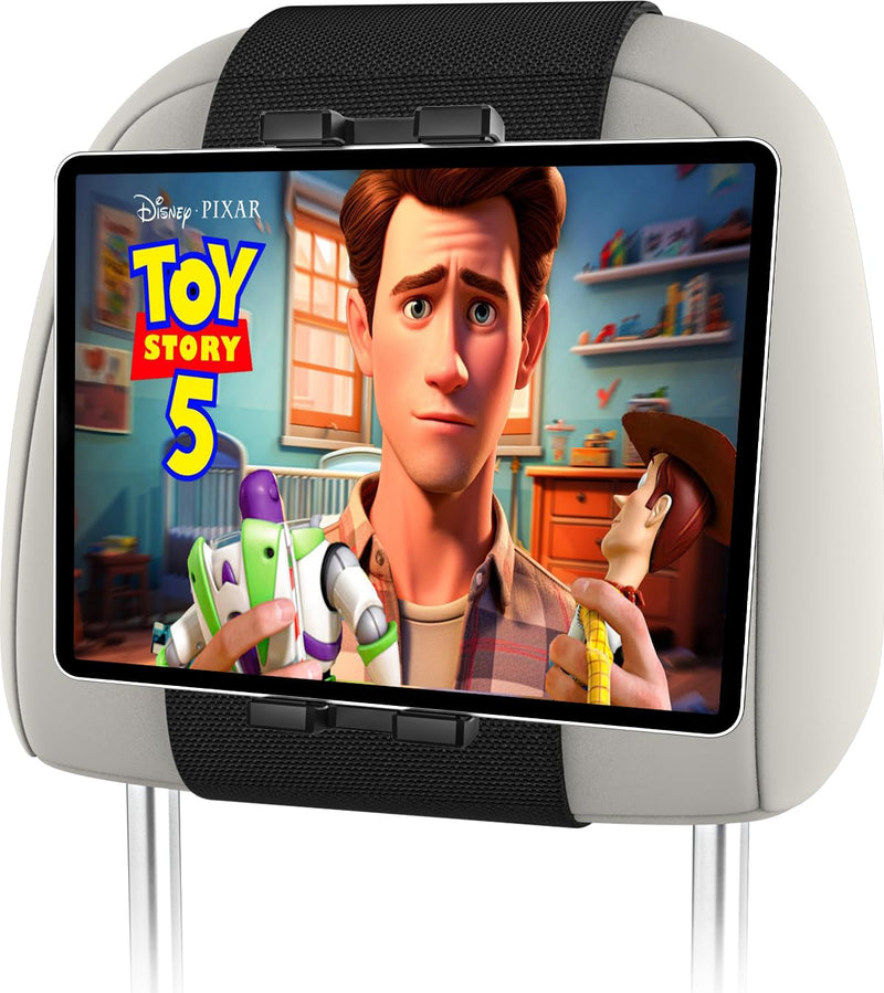 Car Headrest Tablet Mount Holder, [Highly Elastic Band] Tablet Holder for Car Back Seat, Adjustable Vehicles Kids Travel Stand for iPad Pro 12.9 Mini Air, Galaxy Tabs, iPhone, Fire, 4-13" Device