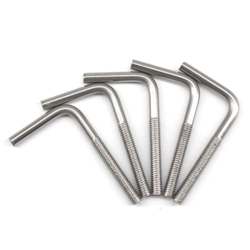 (15 Pieces) M6x100mm L Shape Foundation Bolts 304 Stainless Steel Right Angle Anchor Bolt Long Square Bend Screw M6x100