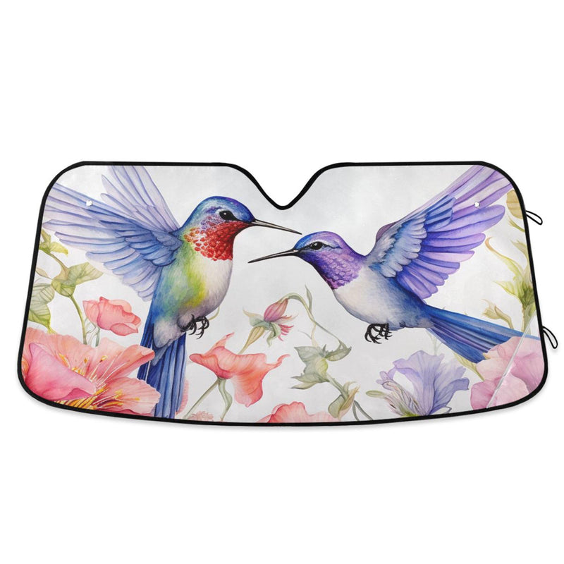 Car Windshield Sun Shade Foldable, Flowers and Hummingbirds Sun Shade for Car Truck Window Front Windshield, Blocks UV Rays Sun Visor Protector Sun Heat Reflector to Keep Your Vehicle Cool, M Hummingbirds I0705