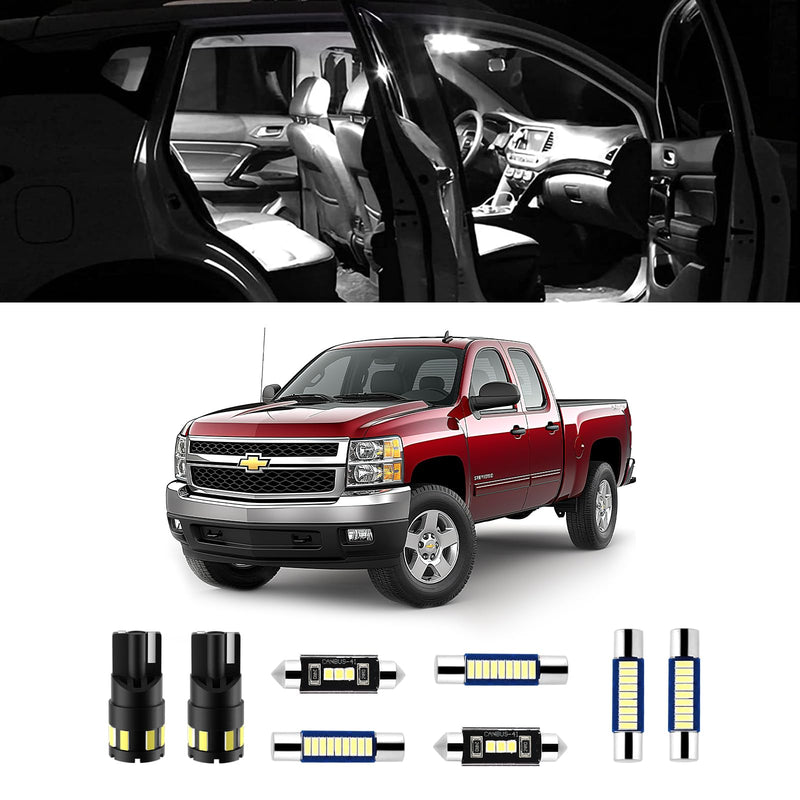 EASY EAGLE 12Pcs Super Bright LED Interior Lights, 6000k White Bulb Kit for Chevy Silverado 2007 2008 2009 2010 2011 2012 2013 All Models Light Accessories+Install Tool Chevy Silverado 2007-2013