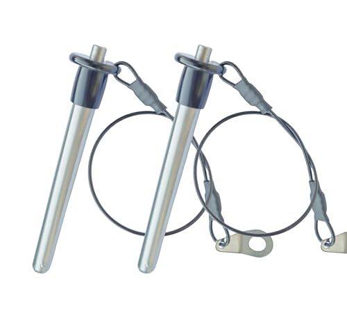 Q-Handle Locking pin, 304 Stainless Steel Grip Push-Button Locking Quick-Release pin with Safety Rope (Φ3/8in x 3-5/32in(2Pcs) Φ3/8in x 3-5/32in(2Pcs）