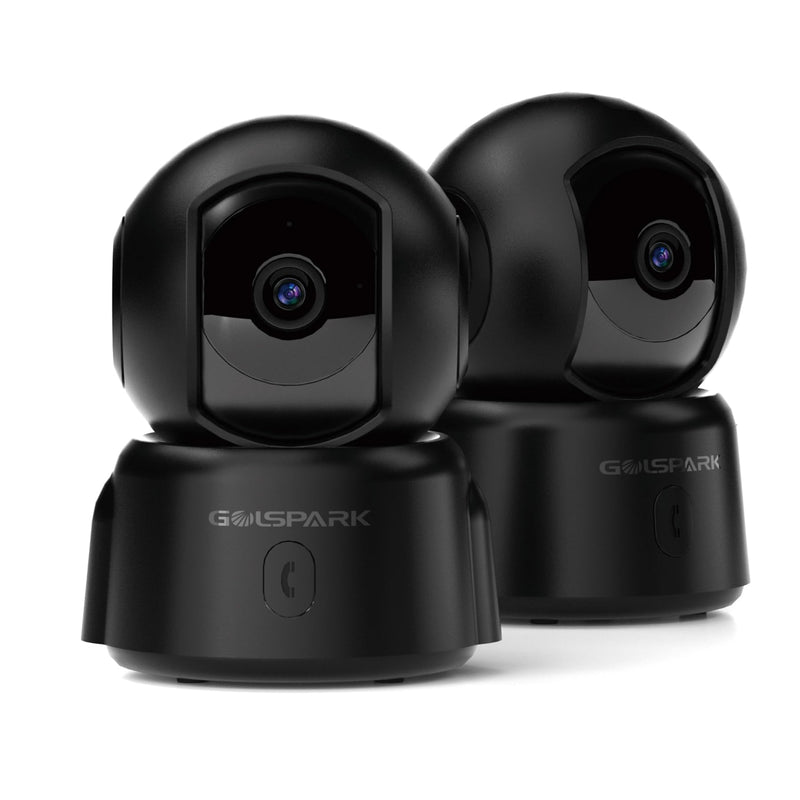 GOLSPARK Dog Pet Camera for Home Security 2K,2.4GHz WiFi Camera Baby Monitor for Room with Motion Tracking Detection Night Vision,Two-Way Audio SD/Cloud Storage Black-2Pack