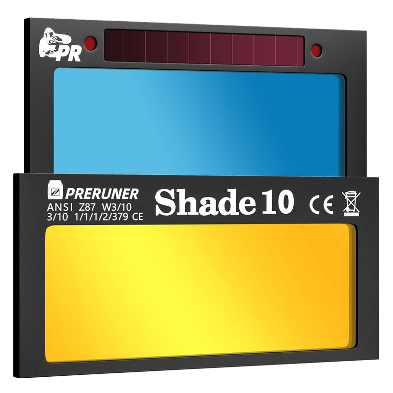 Core Series Gold Shade 10 Auto Darkening Welding Lens 2"x4 1/4", Slim 0.2" Welding Lens with Cool Blue Puddle View for Pancake & Sugar Scoop Welding Hoods