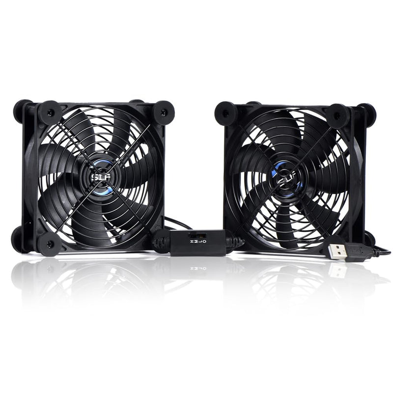 USB Dual 120mm Quiet Fan, 5V USB Portable Cooling Fan for Flat Panel TV Receiver Router DVR Playstation Xbox Computer Cabinet Cooler USB 120MM DUAL FAN