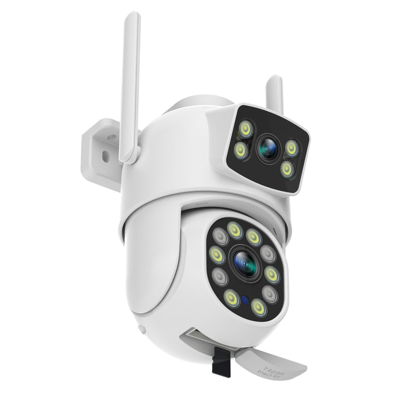 EVERSECU Dual Lens Linkage 6MP WiFi PTZ Security Camera Outdoor, 360° View, Auto Tracking, Motion Detection, Color Night Vision, 2-Way Audio, Compatible with Alexa Single