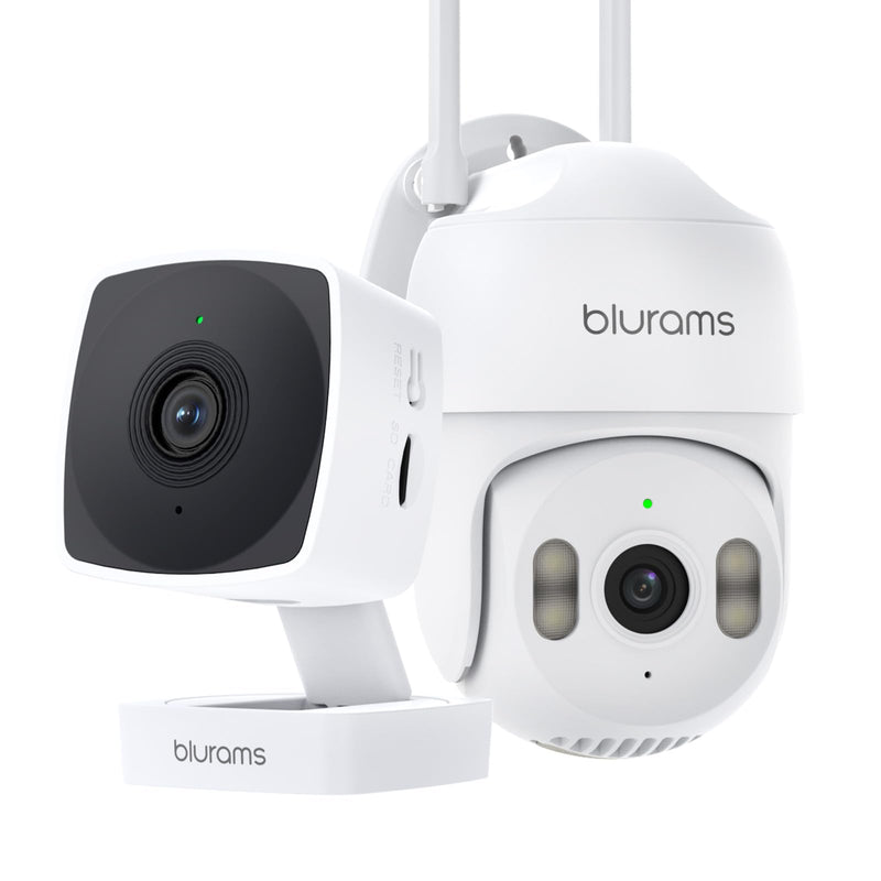 blurams Indoor & Outdoor Bundle Set, Home Security Camera with AI Motion Detection,2-Way Talk, Night Vision, Compatible with Alexa