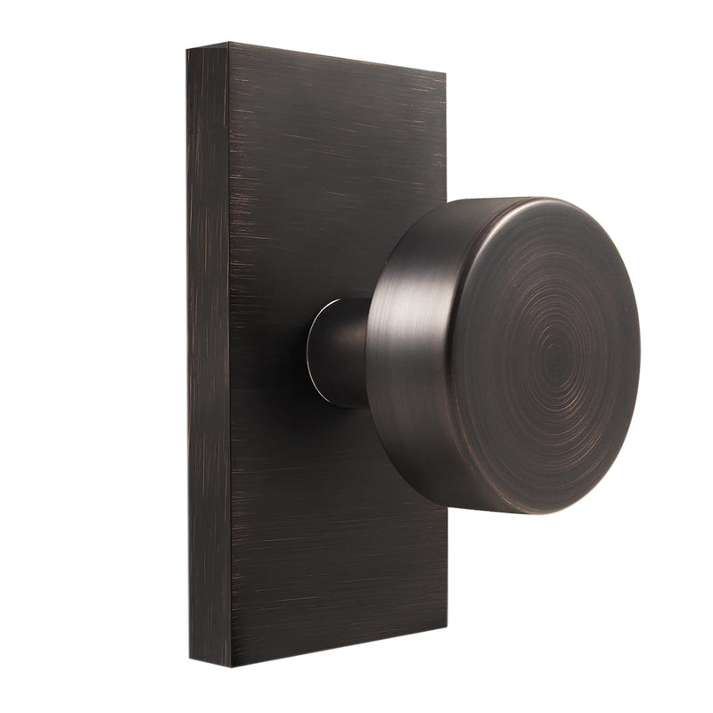 Oil Rubbed Bronze Door Knobs, Passage Door Knobs Door Handles for Hall and Closet Keyless Rectangle, Oil Rubbed Bronze