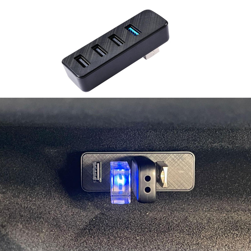 Leiakendi Glove Box USB Hub for Tesla 2024-2025 Model 3 Highland, Cybertruck and New Model Y Juniper, 4-in-1 Glovebox Docking Station Accessories for Dashcam Flash Drive Data Transferring Game Music 24-25 Model 3 & Cybertruck & Model Y Juniper