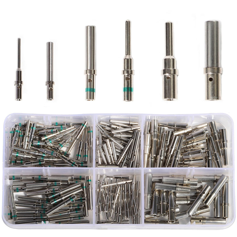 Deutsch Solid Contact Kit Barrel Style Contacts Size 12 16 20 Male Female Terminals DT Series Pin Stainless Steel Crimp Solid Female Male Terminal Set Solid Contacts Socket Connector Wire Blue