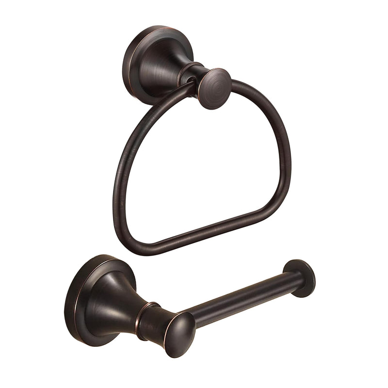 WOLIBEER Bronze Toilet Paper Holder,Bathroom Hand Towel Holder,Oil Rubbed Towel Ring Wall Mount Tissue Roll Paper Hanger ORB Bath Accessories Farmhouse Towel Rack Half Round