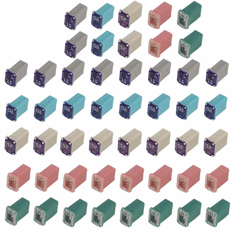 50 pc Automotive MCASE Mini Box Shaped Cartridge Fuse Kit multicolored 50 Pcs