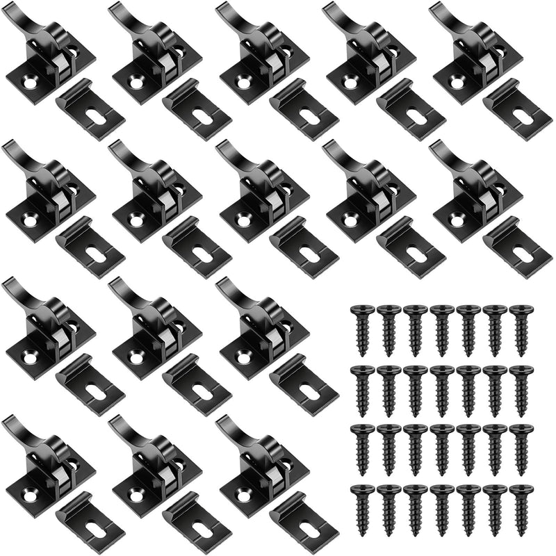 Lounsweer 16 Pcs Brass Heavy Duty Cabinet Door Latch Cabinet Closets Door Elbow Latch with Mounting Screws Hardware for Bedroom Bathroom Window Catch(Black) Black