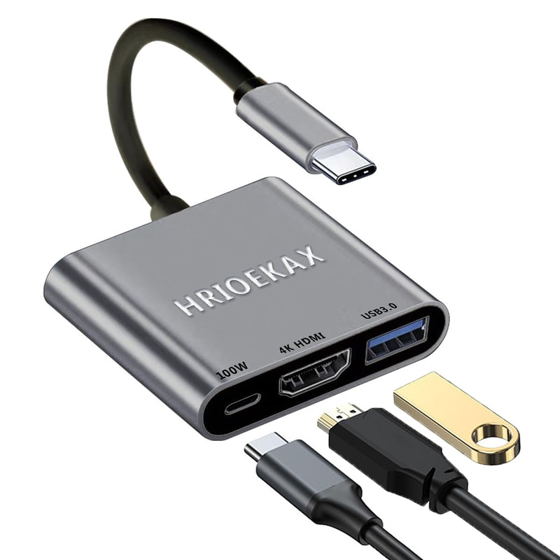 USB C to HDMI Adapter for Mac, 3-in-1 USB C HDMI Adapter with 4K HDMI Output USB 3.0 Port & PD 100W Fast Charging Port for MacBook Pro, iPhone 15, Samsung Gaalaxy S24/S23, Dell XPS, etc