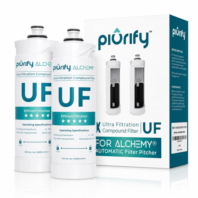 PIURIFY 2-Pack Replacement UF+ Carbon Filters for Alchemy Countertop Automatic Filter - 1 Year Supply 2-Pack Replacement Filters