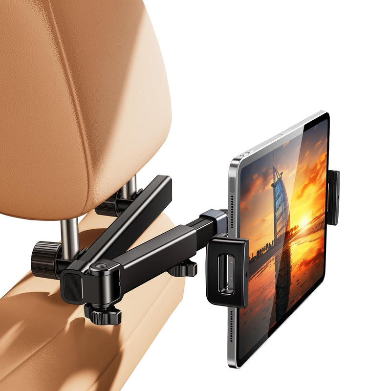 Headrest Tablet Holder, Car Headrest Tablet Stand, Extension Arm Car Back Seat Mount Tablet Holder for Kids, Compitible with 4.7-12.9" Tablet iPad Pro, Air, Mini, Galaxy, Fire