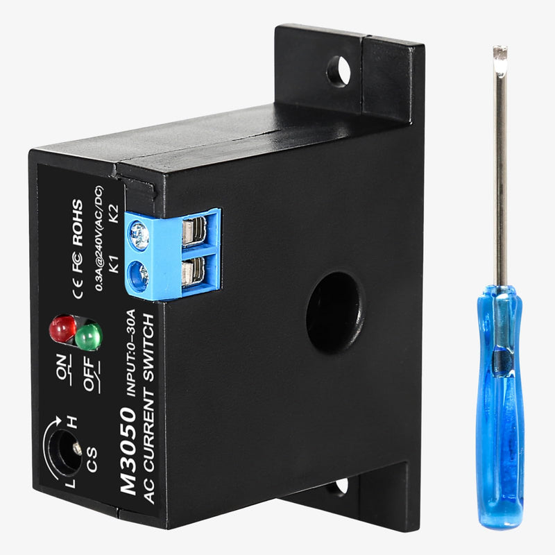 Jadeshay AC Current Sensing Switch Normally Open Current Sensing Relay 240V AC 0.2-30A Adjustable Current Sensor M3050 Model
