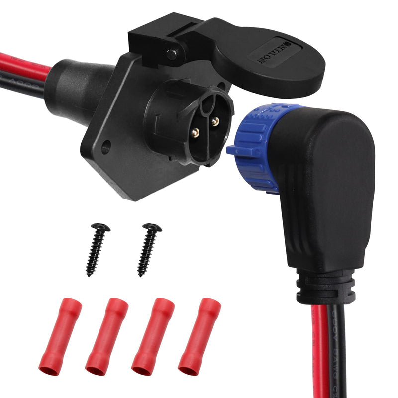 Trolling Motor Plugs for Minn Kota,50A Trolling Motor Plug Receptacle Set for Marine Boat Down Rigger Fishing Reel,2-Wire 8 Gauge Male & Female Watertight Quick Connect 12V/24V/36V/48V 2-Prong,Elbow (1pk blue)