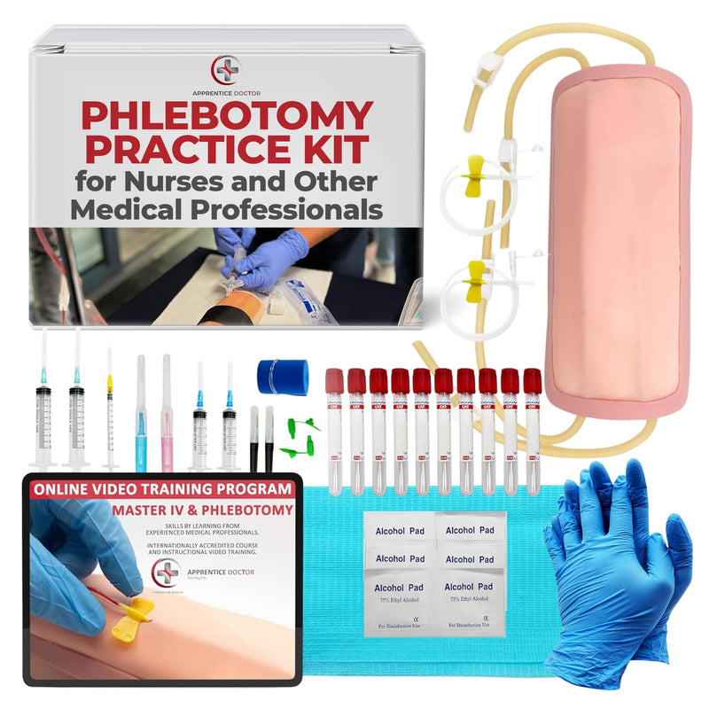 Phlebotomy Practice Kit and IV Practice Kit for Nurses and Other Medical Professionals - Practice and Perfect Venipuncture Skills Before Working On Real People