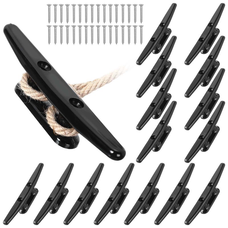 Briwooody 16 Pcs 5"/6"/8" Black Nylon Boat Cleats, Marine Dock Cleat with Screws for Kayak, Canoe, Mooring and Nautical Decor 6inch