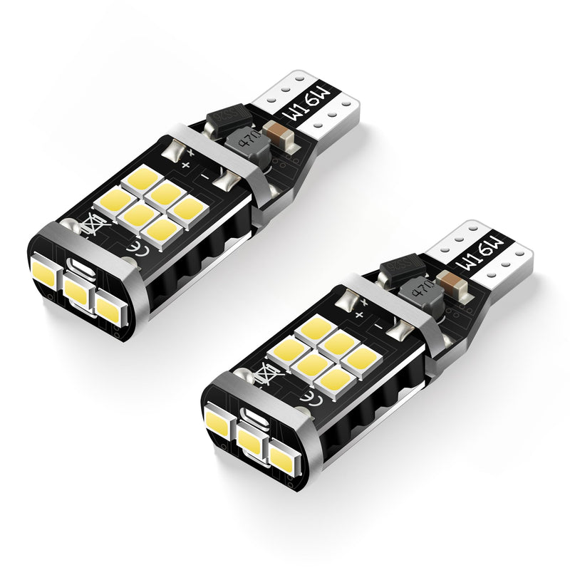 912 921 LED Bulb for Backup Reverse Lights, 2835 15-SMD Chipsets Error Free 300% Super Bright 906 922 W16W T15 LED Lights - (Pack of 2, White) 2pcs