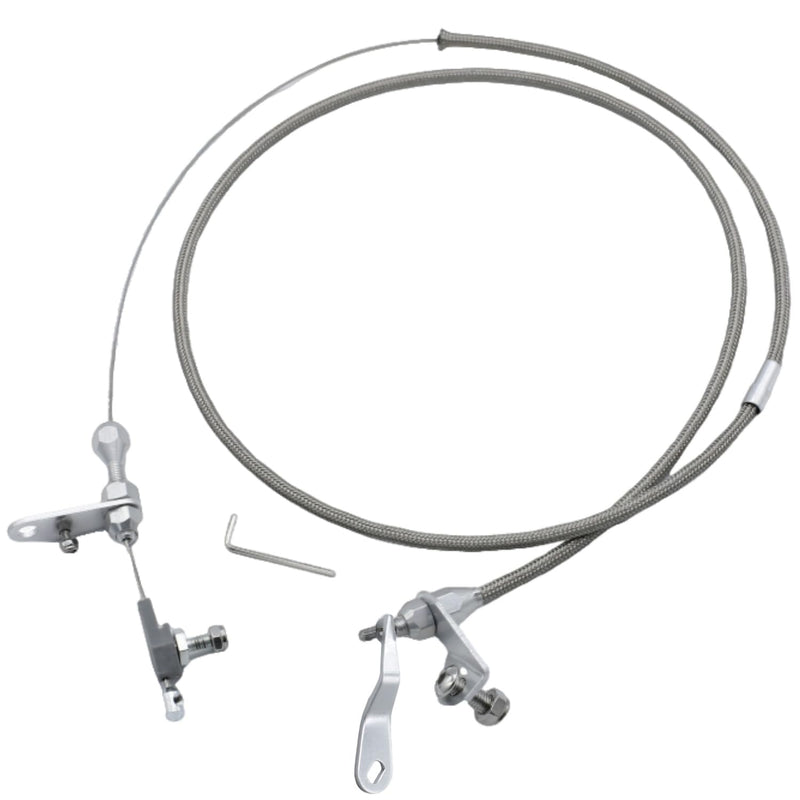 For FORD C6 C-6 Transmission Kick Down Cable Kit, Stainless Braided Polished Transmission Detent Kickdown Trans Wiring Set