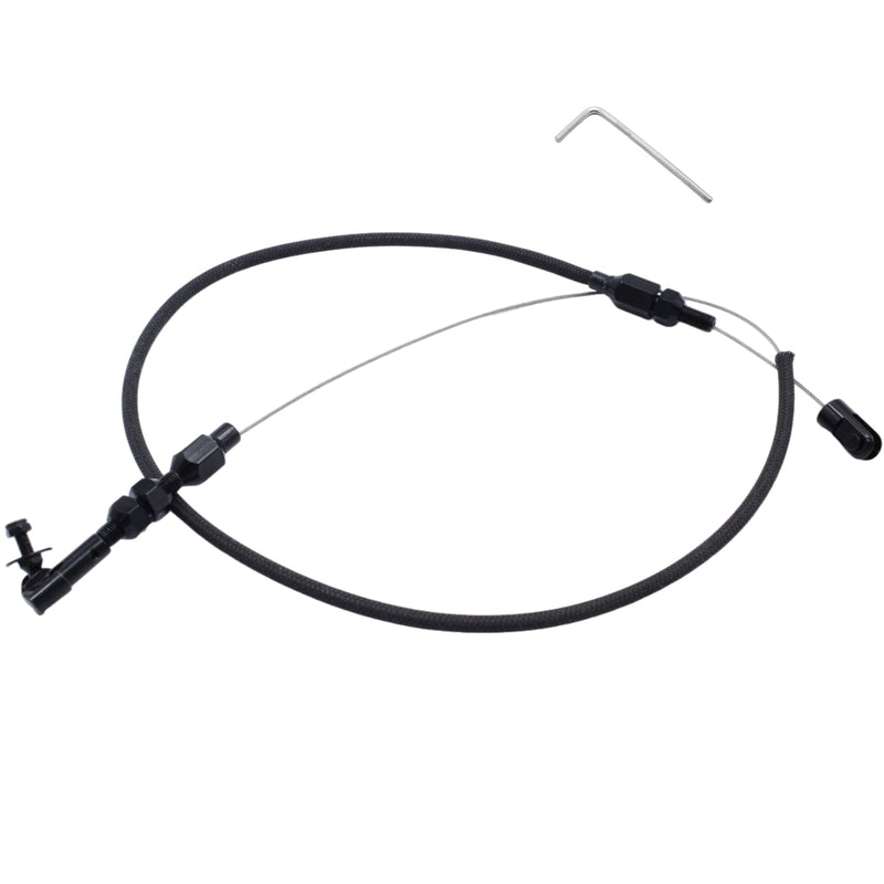 24" Universal Adjustable Throttle Cable Assembly - Black Braided Stainless Steel Housing 24" Universal-Black Stainless Steel