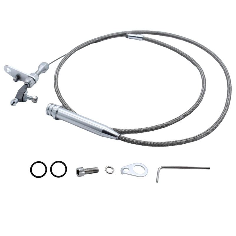 Transmission Kick Down Cable For GM 700-R4 Chevy Pontiac Oldsmobile Buick Etc, Stainless Steel Braided SBC BBC Transmission Detent Kickdown Wiring Kit