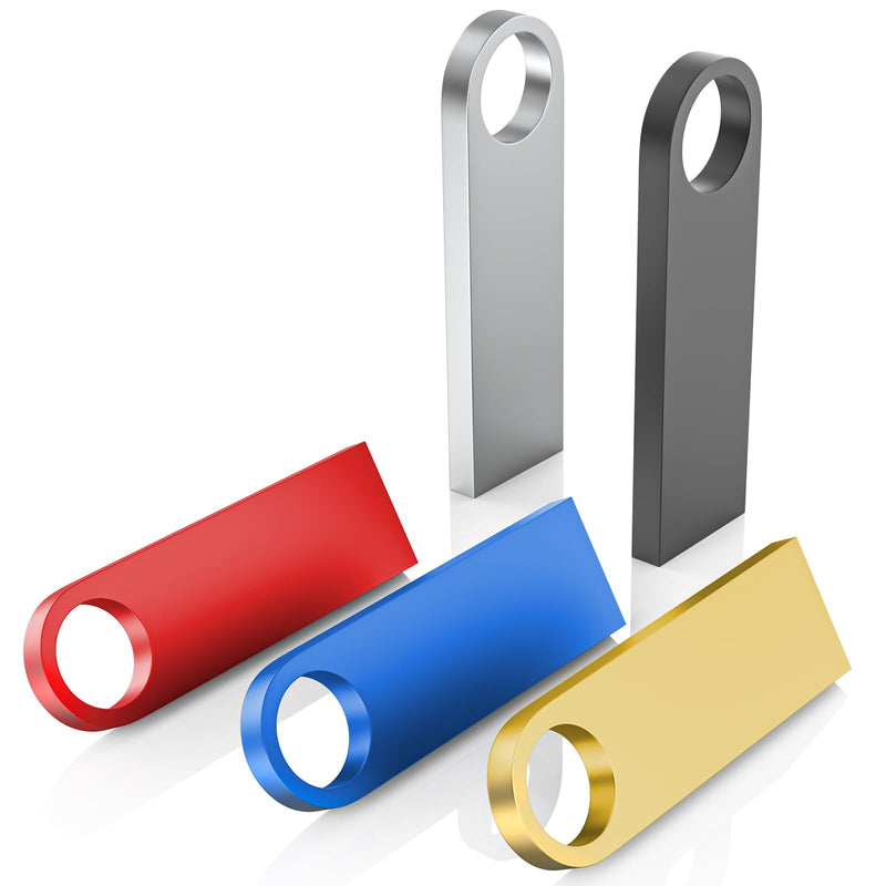 5 Pack 128GB USB Flash Drive with Keychains, Wooolken Sleek Metal USB 2.0 Thumb Drives Memory Stick for PC Laptop Computer 5 PCS