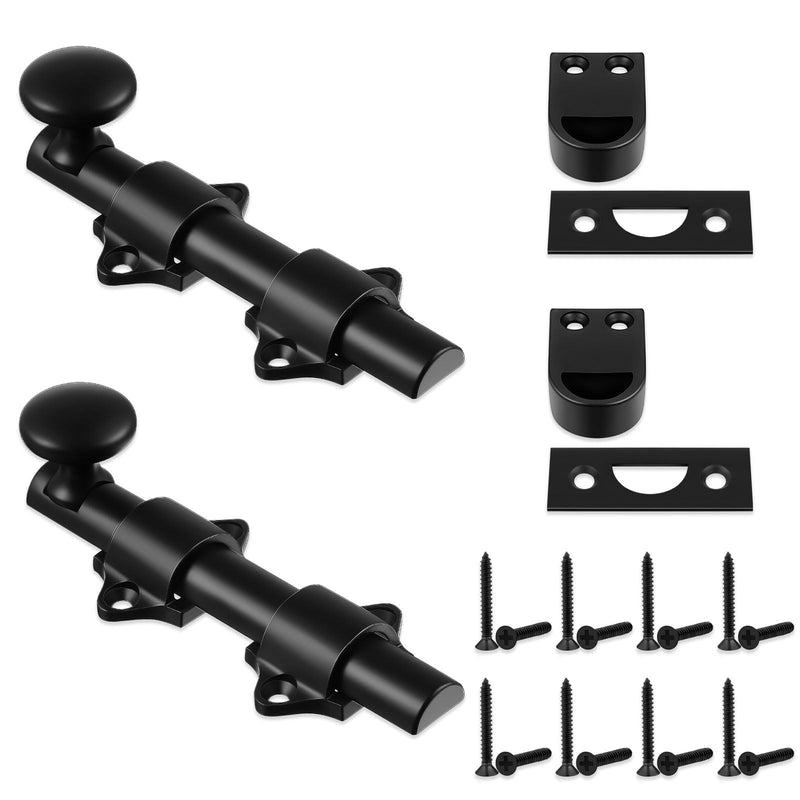 Tandefio 2 Pcs Dutch Door Bolt 6 Inch Heavy Duty Solid Brass Slide Bolt Latch Door Hardware Locks, Attic Latch for Dutch Sliding Barn(Black) Black