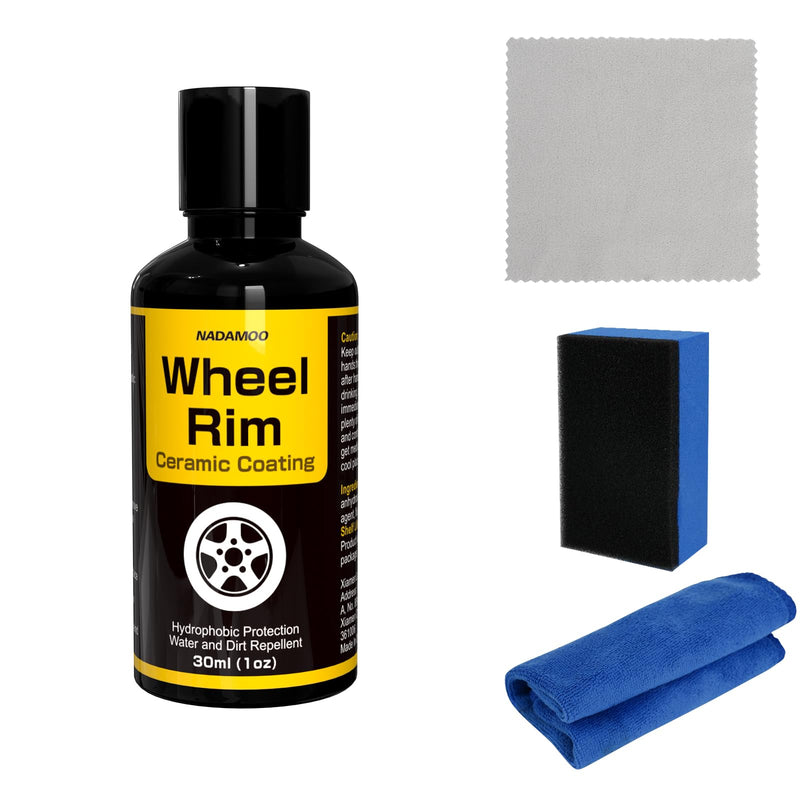 NADAMOO Wheel Rim Ceramic Coating 30ml，Hydrophobic Protection Gloss Finish Water and Dirt Repellent for Car Wheel - Self Cleaning - Repels Brake Dust - Deeper Shine