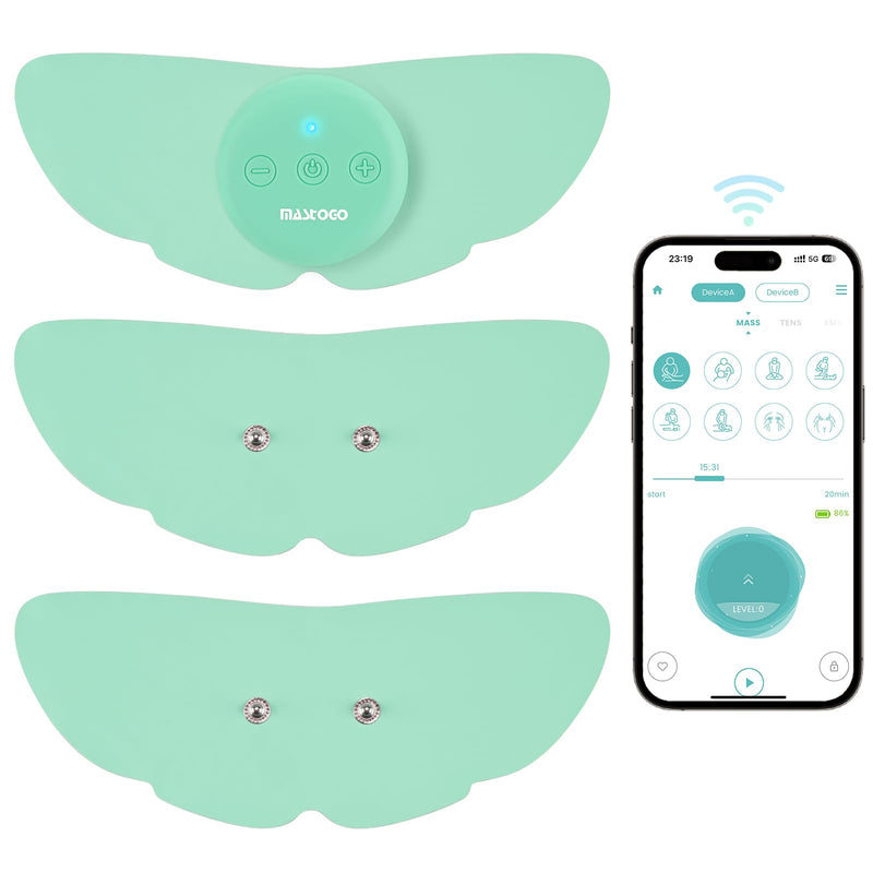 Wireless Tens Unit Muscle Stimulator for Pain Relief, 26 Mode 25 Intensity APP Controlled Bluetooth Wireless TENS & EMS Muscle Stimulator - Used to Relieve Pain in All Parts of The Body (Green) Green