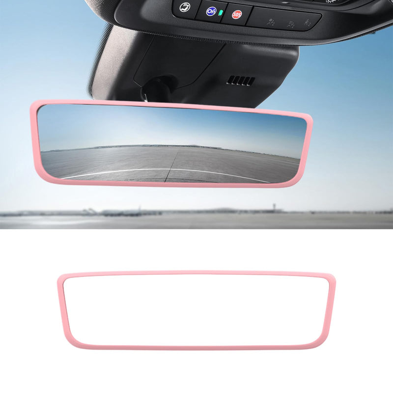 Car Rear View Mirror Protector Frame, Silicone Auto Rearview Edge Protection Cover Compatible with Model 3 Model Y, Interior Rear View Trim Frame Decoration, Car Accessories (Pink) Pink-1PCS