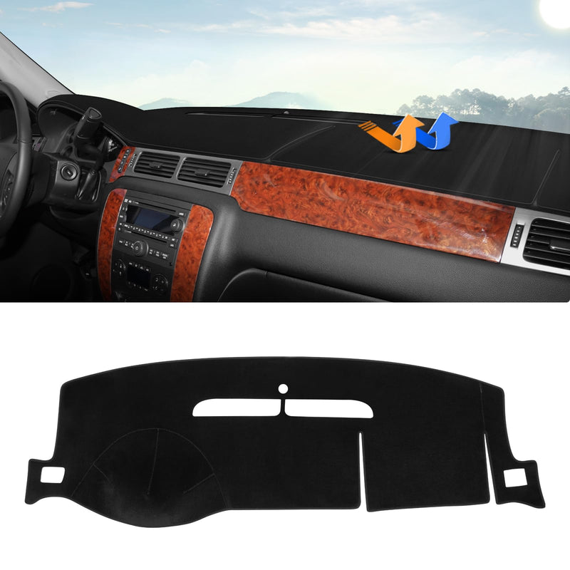 Autorder Dashboard Cover Mat for 2007-2014 Chevrolet Tahoe Suburban/GMC Yukon XL&2007-2013 Chevy Avalanche Silverado 1500 2500 3500 LTZ/GMC Sierra SLT Denali Accessories Upgrade Velvet Dash Cover 07-13 Silverado One Glove Box(B)