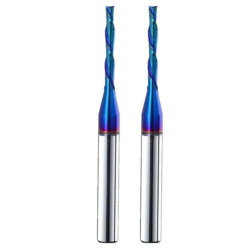 2PCS Downcut Spiral Router Bit 1/4 inch Shank, 1/8 inch Cutting Diameter Solid Carbide with Nano Blue Coating CNC Send Mill for Wood , Carving 1/8D*4/5CL*1/4SHK*2-1/2OL, D2110BC 2 Down Cut 1/8 inch cutting dia