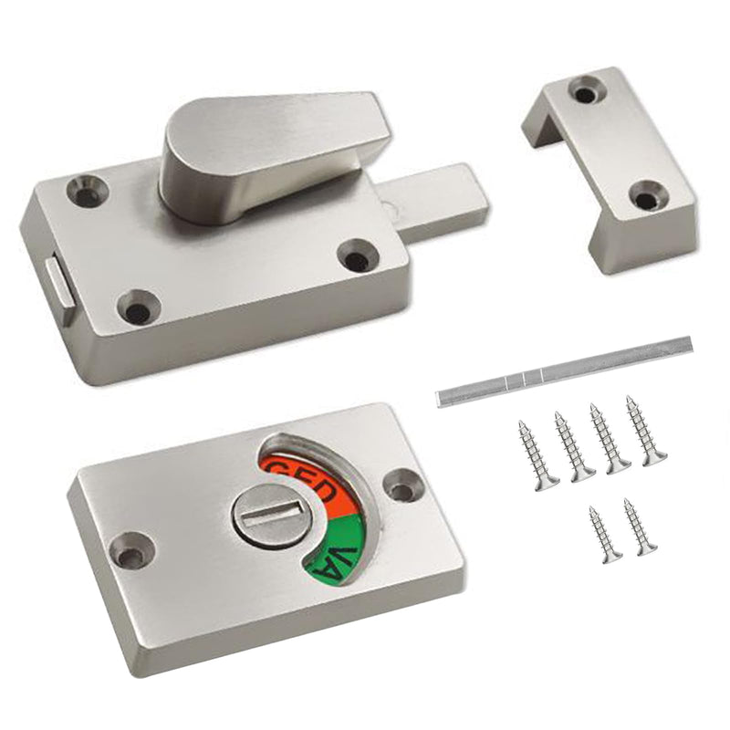 1Pack Silver Latch Indicator,Bathroom Stall Door Latch,Privacy Partition Lock with Occupancy Indicator for Public Toilet Stall Door