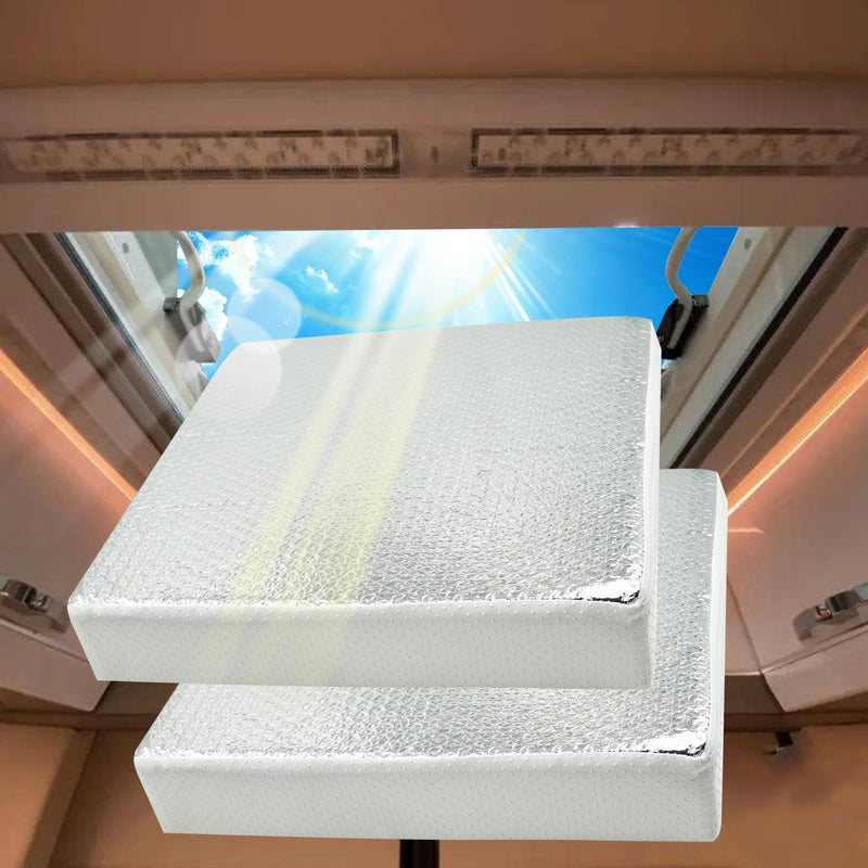 2PCS 14"x14"x3" Universal RV Vent Insulator, RV Skylight Cover with Reflective Surface, Skylight Shade Energy Savings Sunroof Fits for 14 Inch X 14 Inch RV/for Camper Vents 2PACK 14"x14"x3"