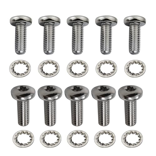 5PCS Rear and 5PCS Front Screws Chrome Disc Brake Rotor TORX Bolts Fit for Harley davidson Touring Dyna Softail Sportster Street Glide with Cast Wheels OEM #43562-92#43655 5/16-18+3/8-16