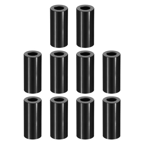 PATIKIL M10 Aluminum Spacers, 10 Pcs Metal Spacer Aluminum M10 x 3/4" OD x 2" L Aluminum Spacer Screw Standoff Round for 3/8" or M10 Screw Bolts 2 Inch Black