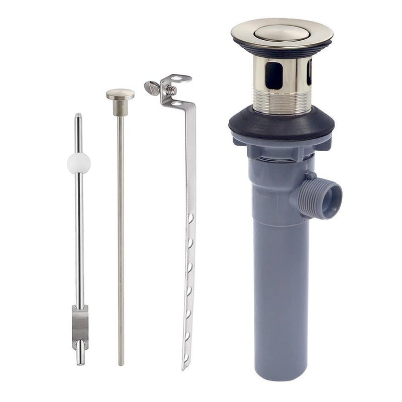 Pop-up Sink Drain Stopper with Lift Rod - Universal Bathroom Sink Drain Kit for Lavatory & Vanity Sink with Overflow, Fit Most US Drains (Brushed Nickel) Brushed Nickel