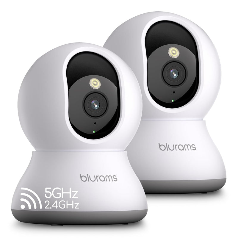 blurams Cameras for Home Security, 2K Pet Camera with Phone App, 360° PTZ Indoor Cameras, 2-Way Talk, Motion Tracking, Color/IR Night Vision, Cloud&SD, Works with Alexa (2Pack, 5GHz/2.4GHz Dual-Band) 2.4GHz/5GHz - 2 Pack