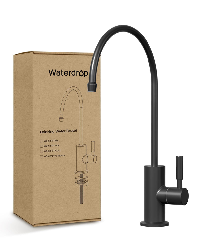 Waterdrop G2FCT-BLK Drinking Water Faucet, Reverse Osmosis Faucet, Water Filter Faucet for Kitchen Bar Sink, Single Handle, Easy to Install, Lead-Free, Stainless Steel, Black