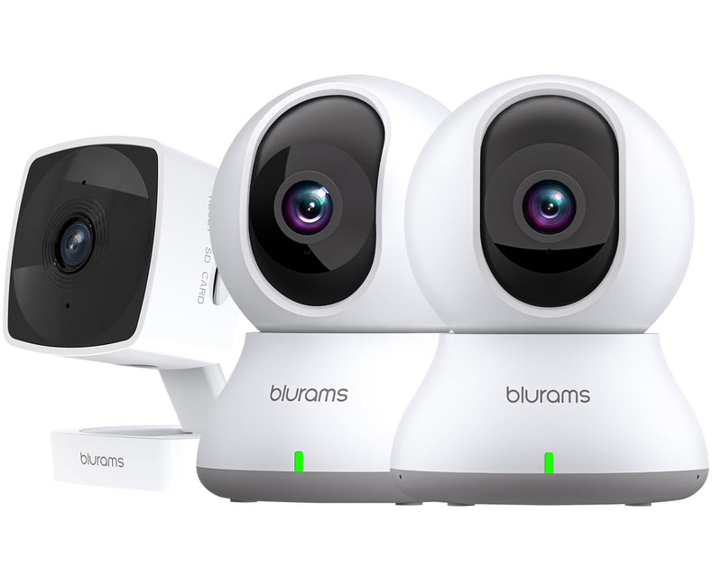 blurams Indoor Camera Bundle Set, 2K Security Camera for Home Security w/Motion Tracking, Phone App, 2-Way Audio, IR Night Vision, Siren, Compatible with Alexa