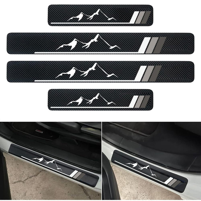 4Pcs Front/Rear Carbon Fiber Car Door Sill Protector Door Entry Guard Door Sill Protector fit for Car SUV Truck Universal gray